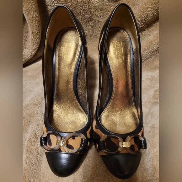 Vintage Coach pumps leopard print heels size 6.5 B - Picture 3 of 7